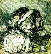 Francisco de goya y Lucientes sittande kvinna och man i slangkappa Germany oil painting artist